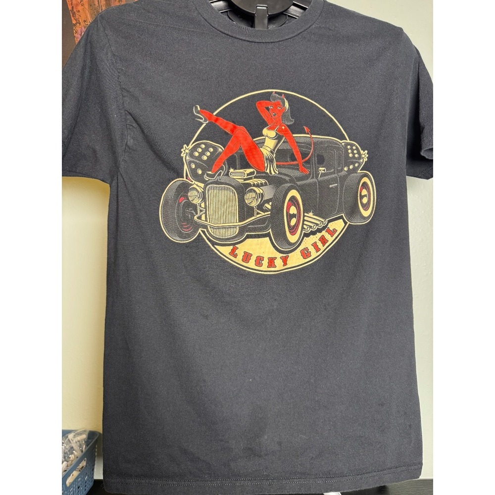 Hot Topic Lucky Girl Graphic T-Shirt Black Size M